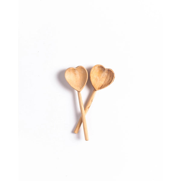Olive Wood Heart Tiny Spoon Set
