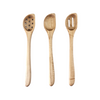 Set of three right-handed angled wooden spoons