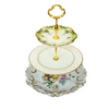 Three-tiered server with mismatched china, shabby chic, English cottage