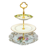 Three-tiered server with mismatched china, shabby chic, English cottage