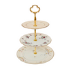 Three-tiered server with mismatched china, shabby chic, English cottage