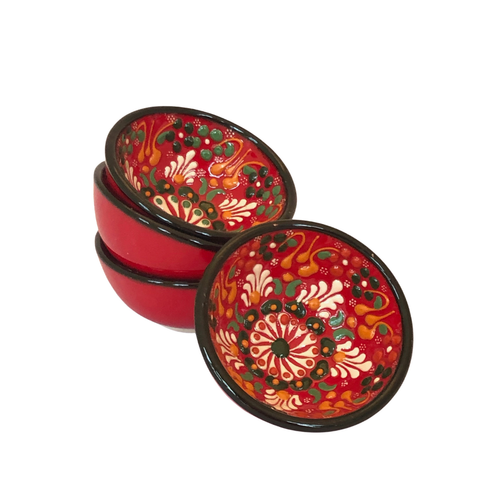 Hand-Painted Small Turkish Miniature Bowls Set of Four