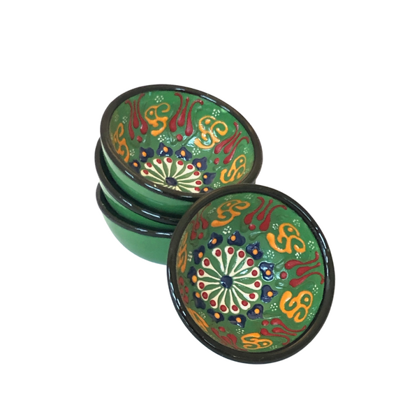 Hand-Painted Small Turkish Miniature Bowls Set of Four