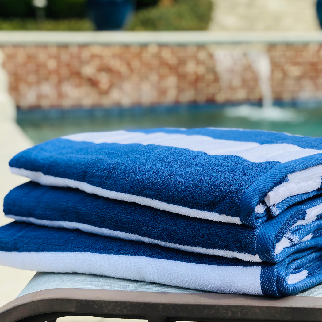 Blue and white striped pool towels new arrivals